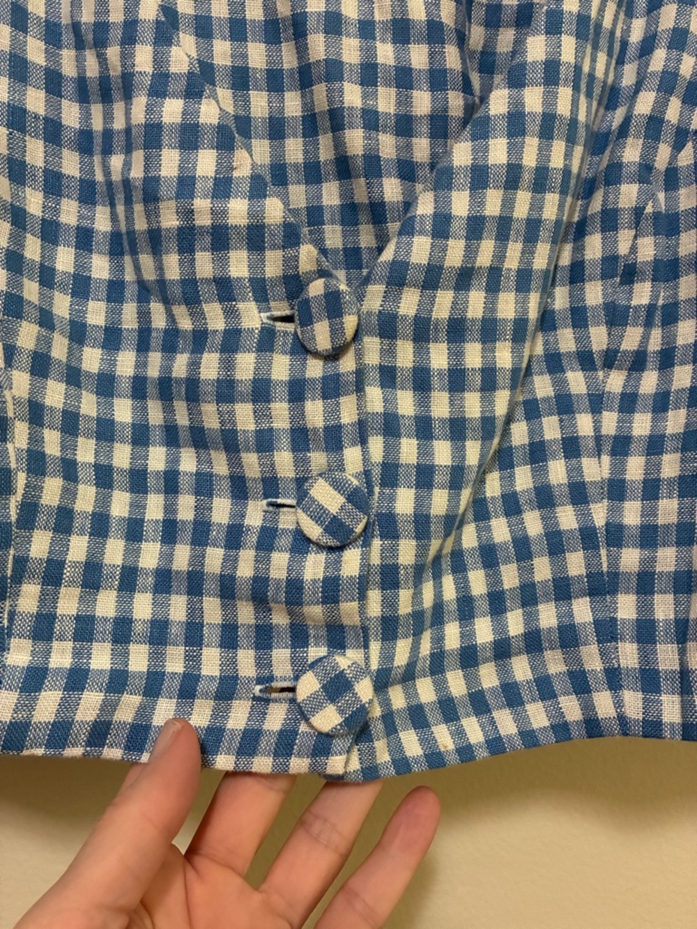 Reformation Ethel Two Piece Set Blue Gingham Mini Skirt Puff sleeve crop top 12 - Picture 7 of 15